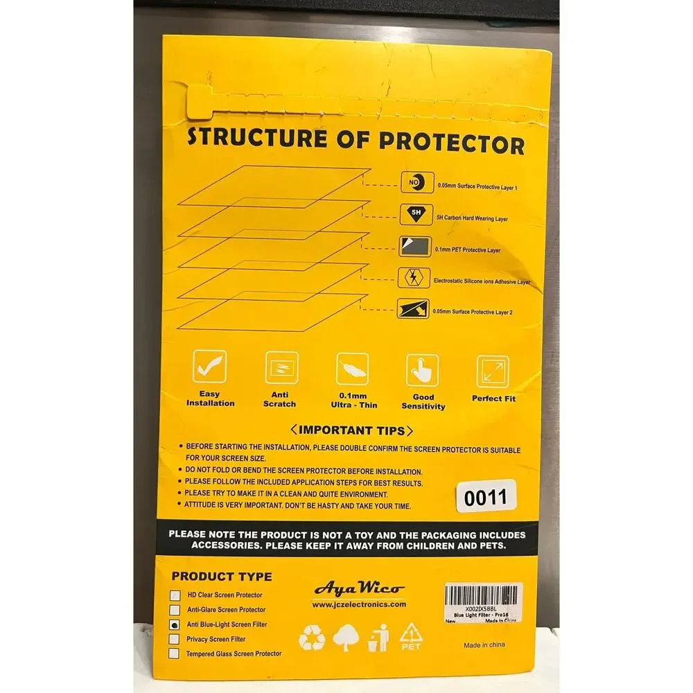Aya wick Pro 16 computer screen protector / anti blue light screen filter